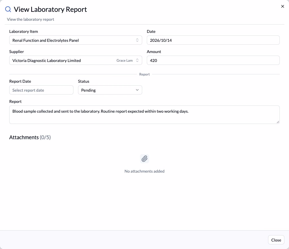 Step 2 — The magnifying glass opens a view form. Check the item and report.