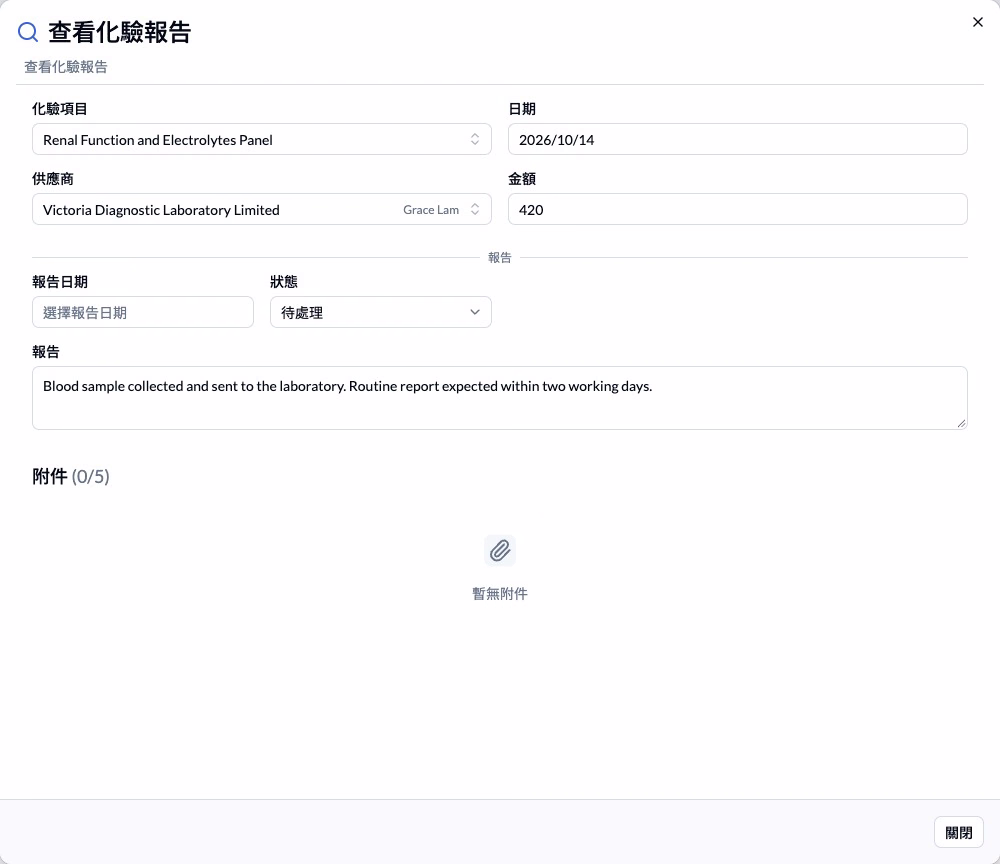 步驟 2 — 放大鏡開啟查看視窗，先核對項目及報告內容。
