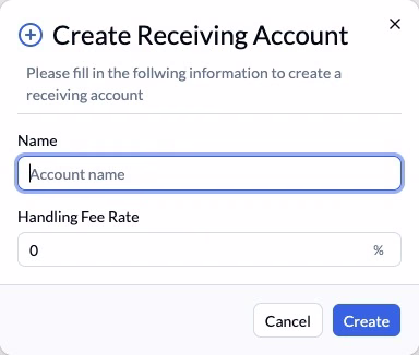 Step 2 — This form defines an internal receiving name and rate. It does not connect a bank.