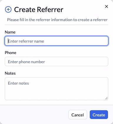 Step 8 — Check the name and phone before creating a referrer.